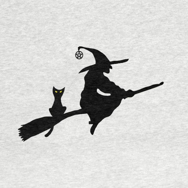 Witch and Cat on a Broom by imphavok